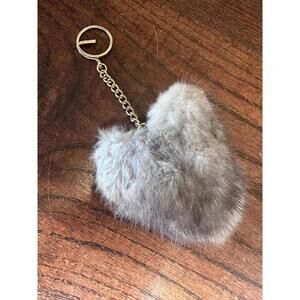 Real Gray Rabbit Fur Keychain Purse Charm